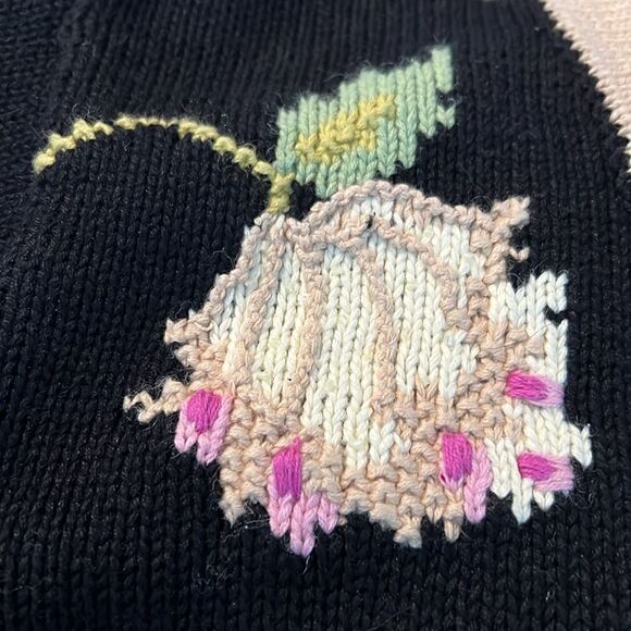 Vintage Storybook Knits Leopard in the Garden Floral Theme Sweater - Picture 4 of 14